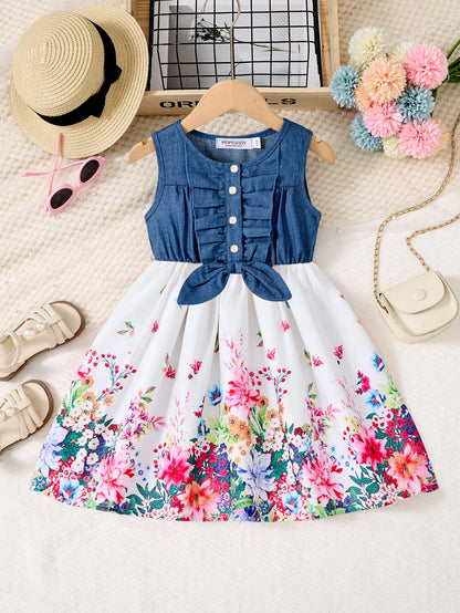 2-10Years Girls Sleeveless Butterfly Flower Dress