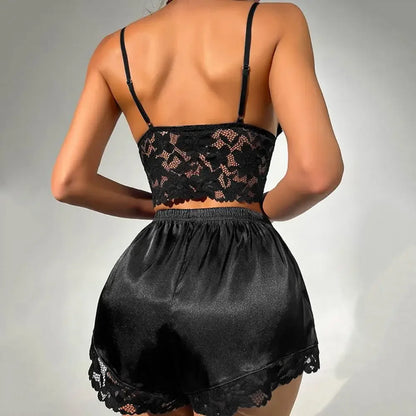 2 Pcs/Set High Waist Satin Shorts Sleepwear