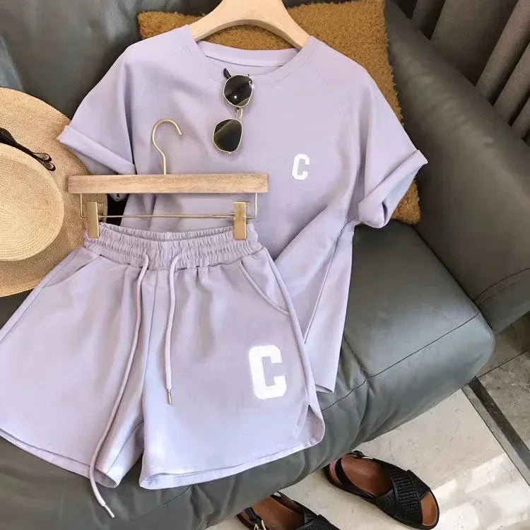 Summer Sleepwear Loose Short Sleeve T-Shirt Casual Shorts Large Size Pajamas Set