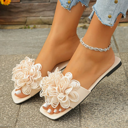 Flower Flat Casual Walking Slippers