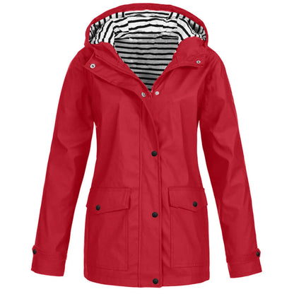 Rain Heat Retaining Outdoor Plus Size Waterproof Hooded Raincoat Coat