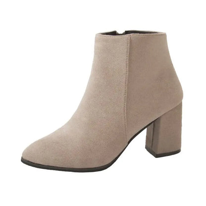 DANA Square Heel Suede High Heels Boots