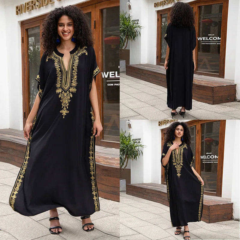 Swimsuit Cover Ups Short Sleeve Cover Up Kaftan Dresses