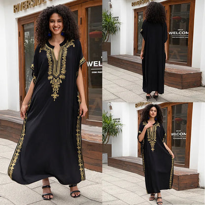 Swimsuit Cover Ups Short Sleeve Cover Up Kaftan Dresses