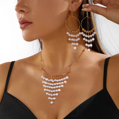 Double Layer Choker Necklace Full Rhinestone Cuff Set