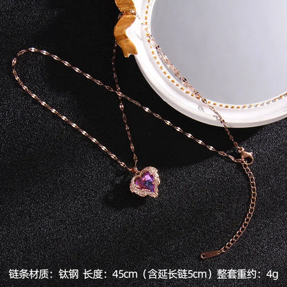 Luxury Colorful Crystal Ocean Heart Necklace