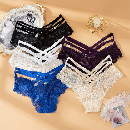 Sexy Lace Low-Rise Cross Strap G String Lingerie