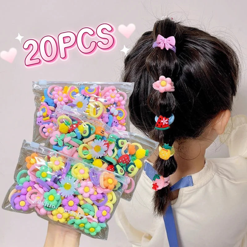 10/20Pcs/Set Cute Cartoon Rubber Elastic Hair Bands