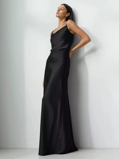 Faldas largas informales de satén de talle alto