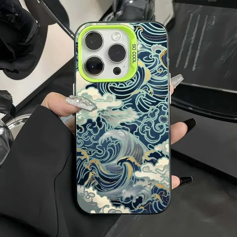 Japanese Waves Electroplate Silver IMD Case