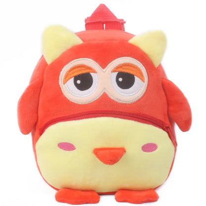 3D School Bags Cartoon Print Plush Kids Backpack Kindergarten Mini Bag