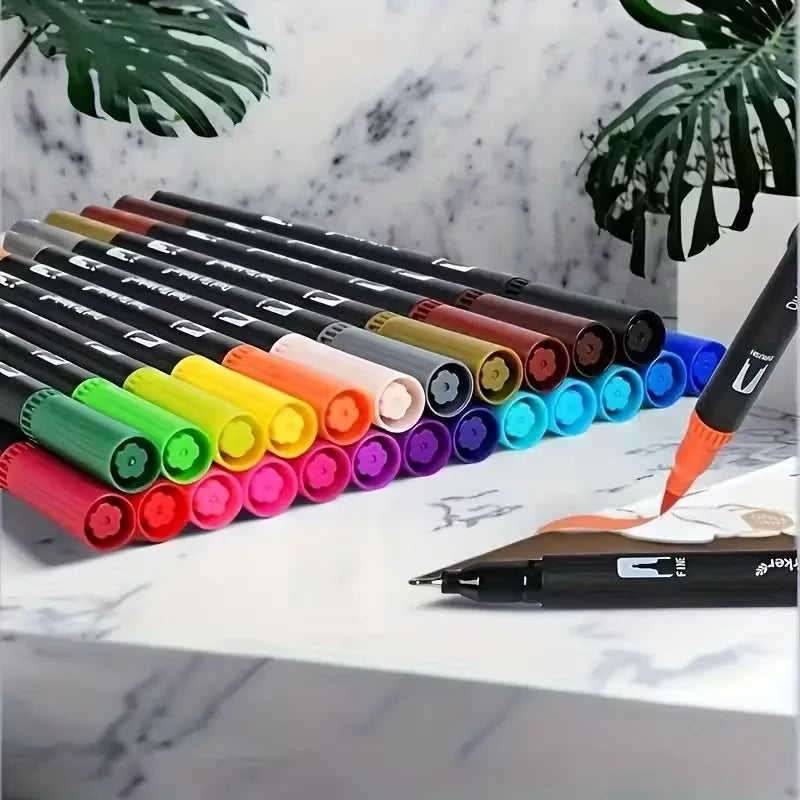 Vibrant Double Ended Watercolor Markers Art Set