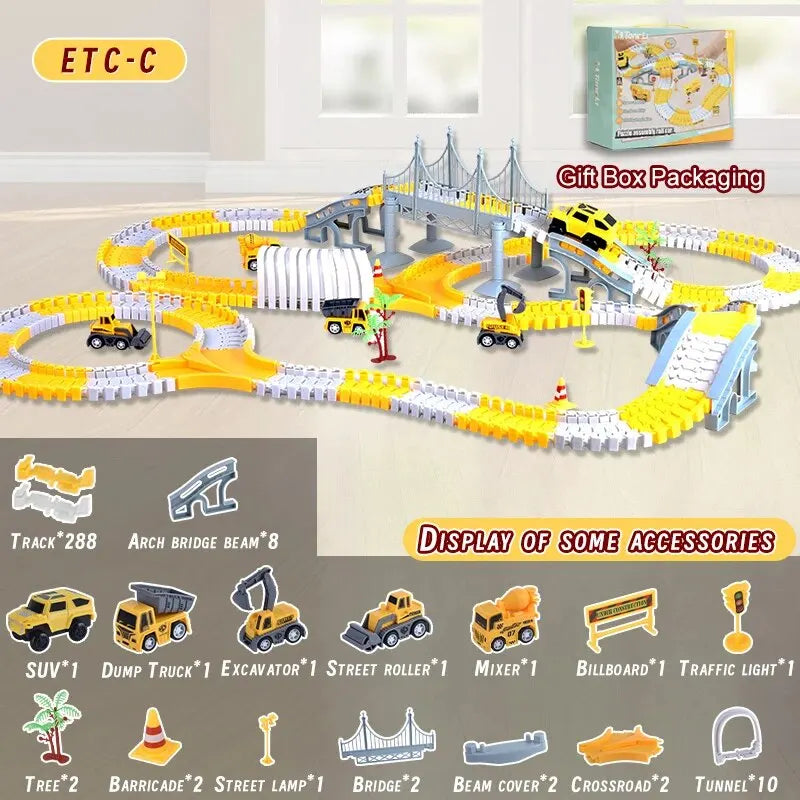 DIY building block track splicing puzzle Electric Track Toy