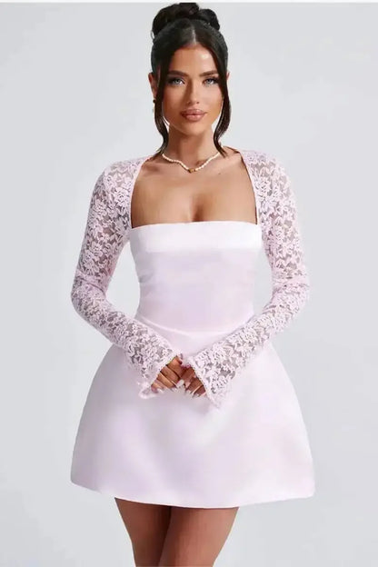 Backless Short Sexy Long Sleeve Mini Dress