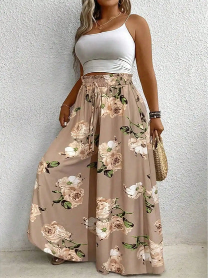 Elegant plus Size Printed Wide Leg Pants