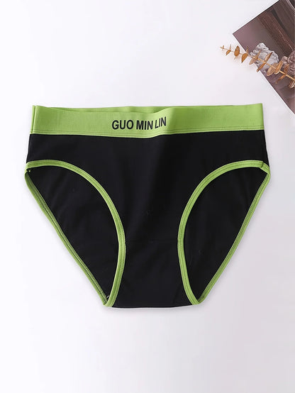 5PCS Simple Letter Cotton Mid-waist Traceless Triangle Panties