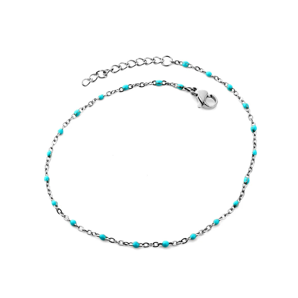 Bohemian Blue Green Yellow Beads Anklet Chains