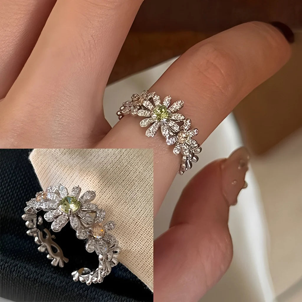 925 Sterling Silver Drip Glaze Butterfly Zircon Rings