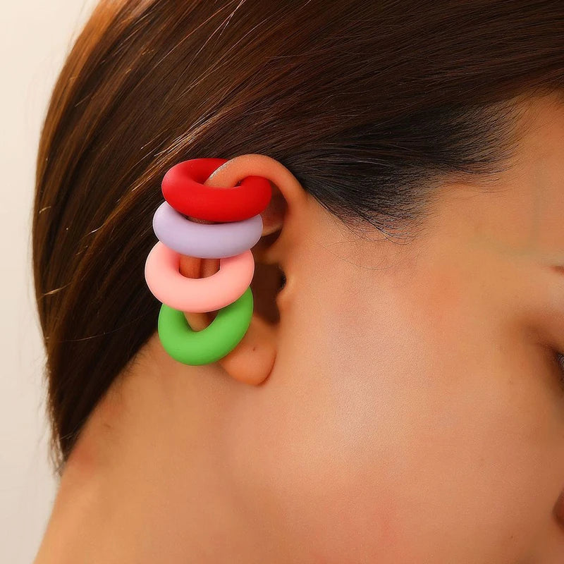 DANA C Shaped Acrylic Ear Round Earrings