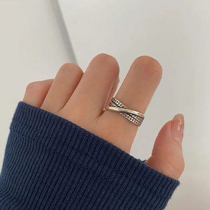 925 Sterling Silver Retro Geometric Asymmetric Rings