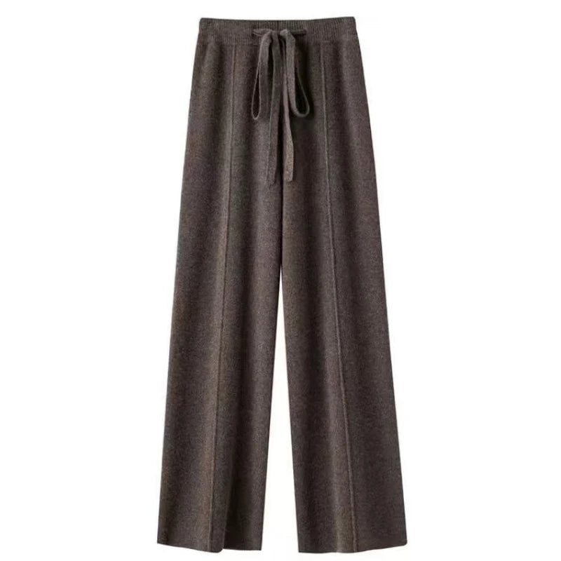 Merino Wool Knitted Wide Leg Soft Warm Cashmere Knit Trousers