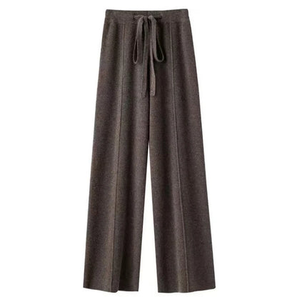 Merino Wool Knitted Wide Leg Soft Warm Cashmere Knit Trousers