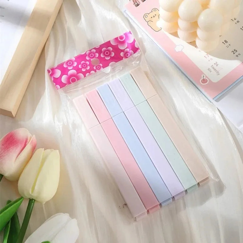 6pcs/set Pastel Color Highlighter Kawaii Stationery Color Marker