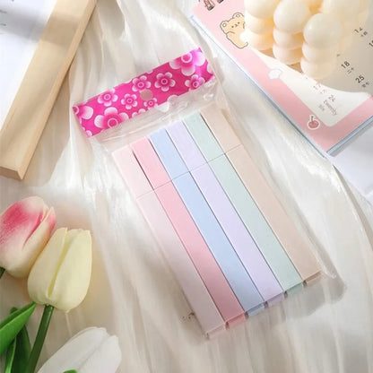6pcs/set Pastel Color Highlighter Kawaii Stationery Color Marker