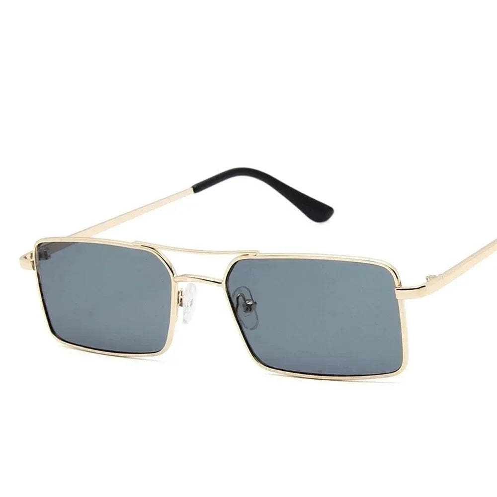 Square Alloy Metal Small Frame Double Bridge Sunglasses
