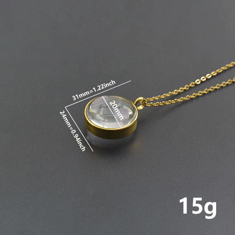 1Pc 10-45mm Round Memory Coin Bezel Locket Pendant Necklaces
