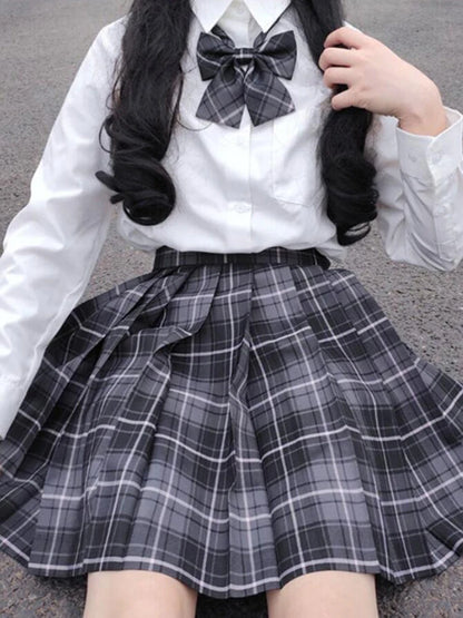 Falda corta de baile estilo preppy de talle alto para chicas