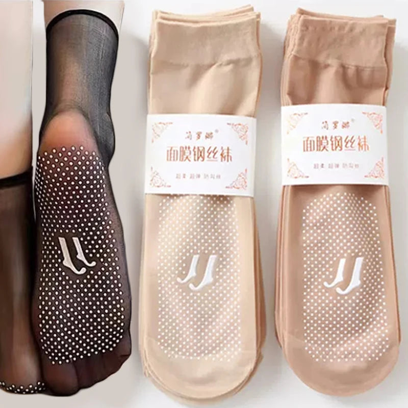 Ultra-thin Breathable Non-slip Transparent Elastic Crystal Silk Socks