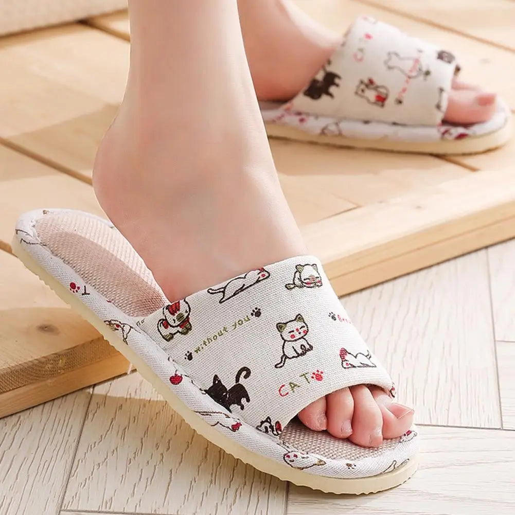 Flax Linen Lightweight Flat Breathable Slipper