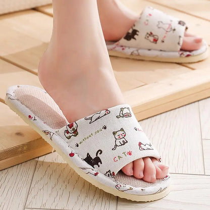 Flax Linen Lightweight Flat Breathable Slipper