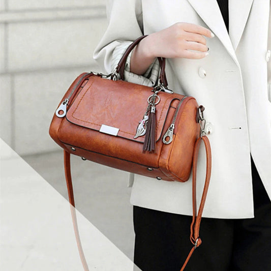 Tassel Large Capacity Shoulder Boston Handbag