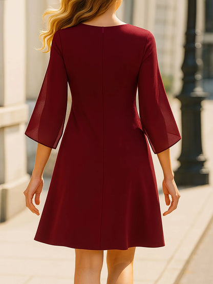 Sleeve Crew Neck Loose Shift Tunic Cocktail Chiffon Bodycon Dress
