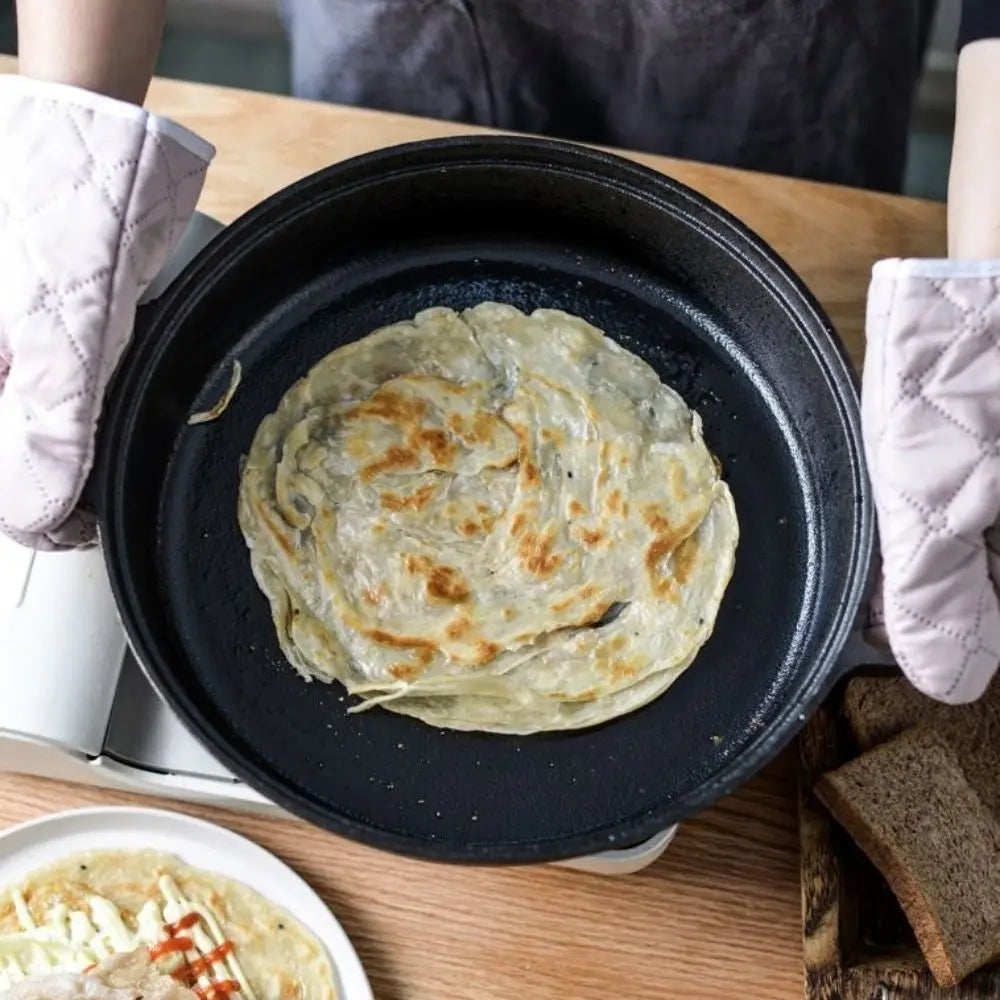Cookware Non-Stick Cast Iron Skillet Flat Bottomed Double Handle Frying Pan