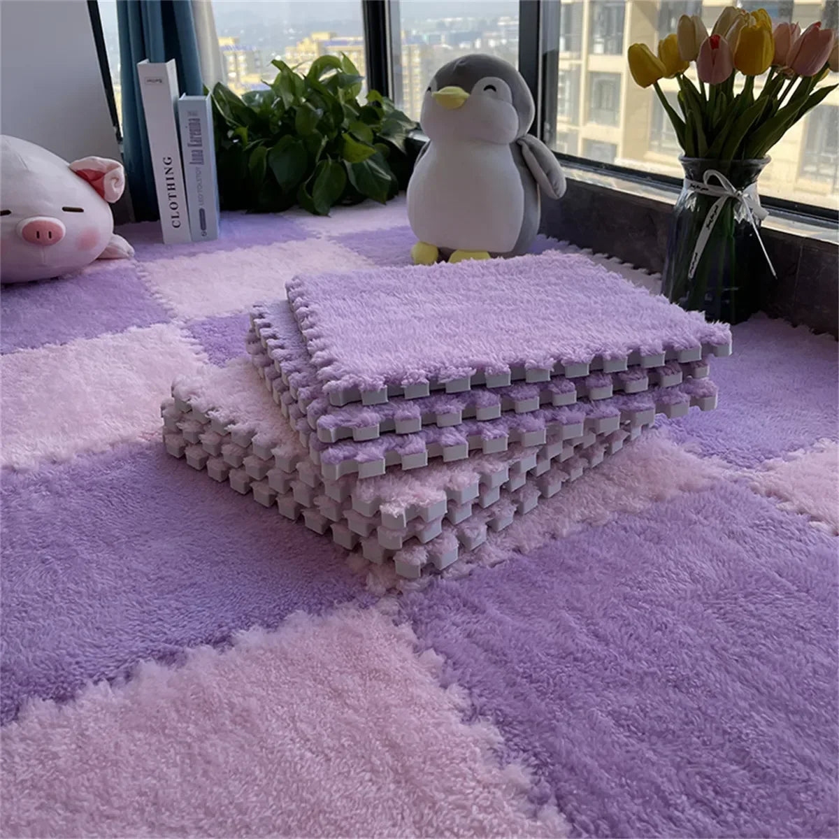 30*30CM Soft Plush Children Kids Rug Play Mat Puzzle Carpet