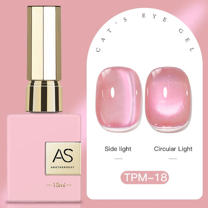 15ml Peachy Whimsy Pink Cat Eye Gel Nail Polish Glitter
