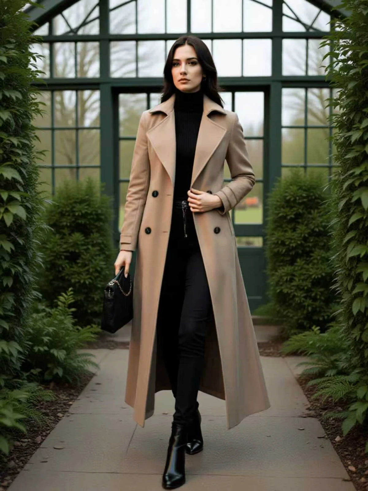 Thickened Double-Breasted Wool Outfit Trench Coat