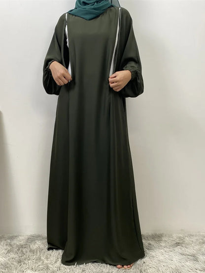 Muslim Front Zippers Abaya Dress