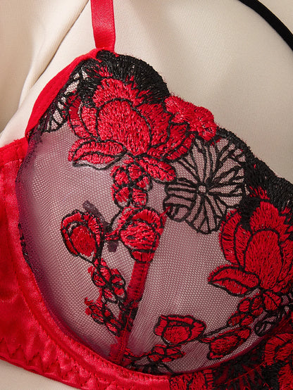 Two-piece embroidered bra set