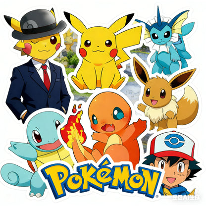 200pcs Non-duplicate Random Cartoon Anime Cute Pikachu Pokemon Waterproof Stickers
