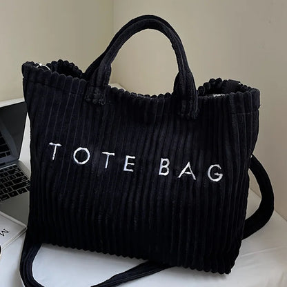 Large Capacity Striped Velvet Handbag Shoulder Crossbody Bags