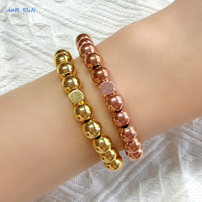 DANA Gold Plated Beads Elastic Bracelet