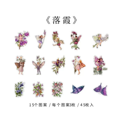 45Pcs/Box Waterproof PET Fairy Butterfly Stickers