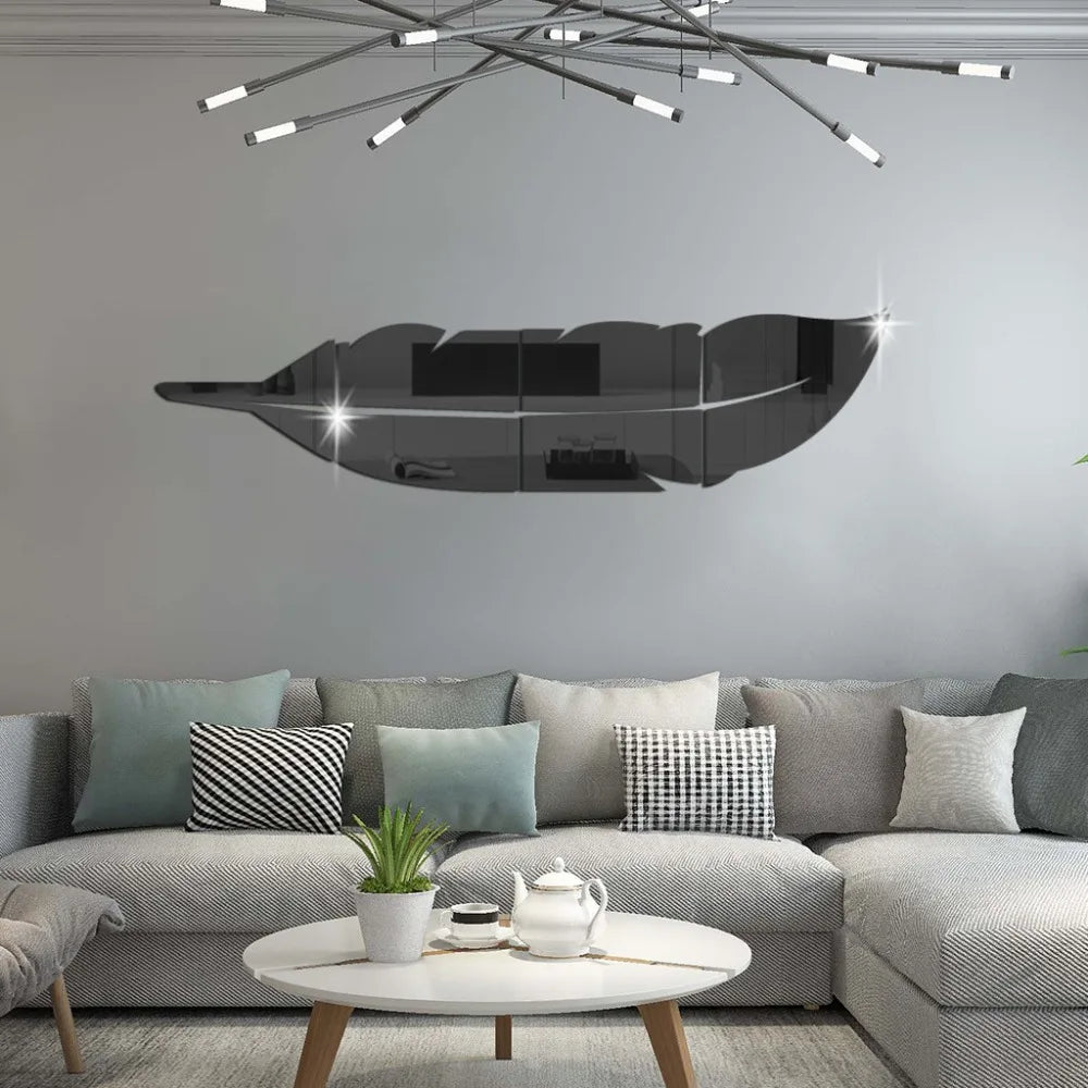 3D Dancing Feathers Mirror Wall Stickers
