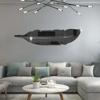 3D Dancing Feathers Mirror Wall Stickers