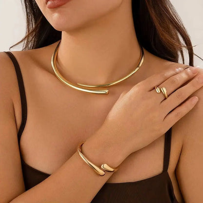 Water Drop Torques Choker Opening Cuff Bangle Necklace