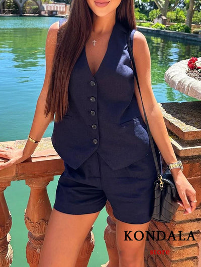أطقم شورت كاجوال بخصر مرتفع وأرجل واسعة